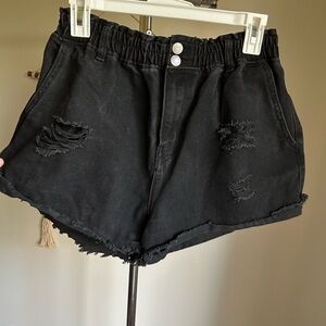 Black Distressed Women's Shorts